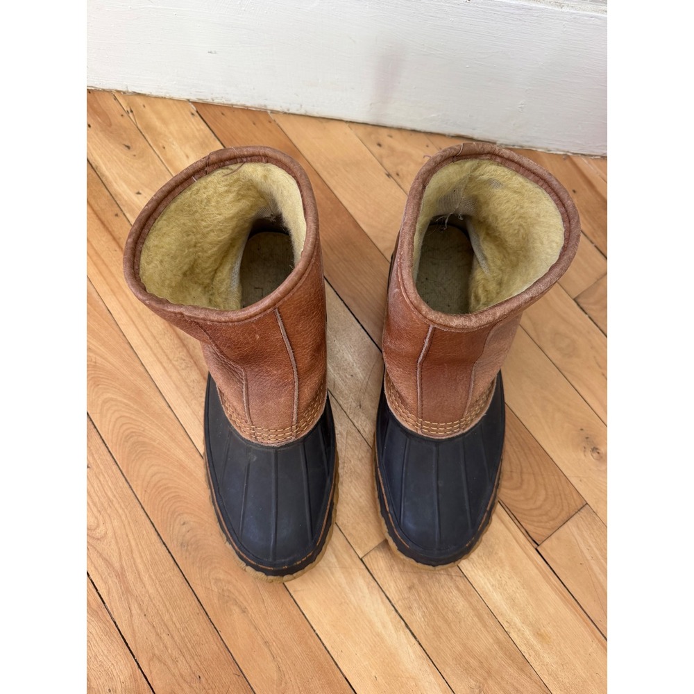 Vintage L.L.Bean Bean Boots Women 7 Leather Shearling Lined Duck Boots USA Maine - Picture 3 of 14